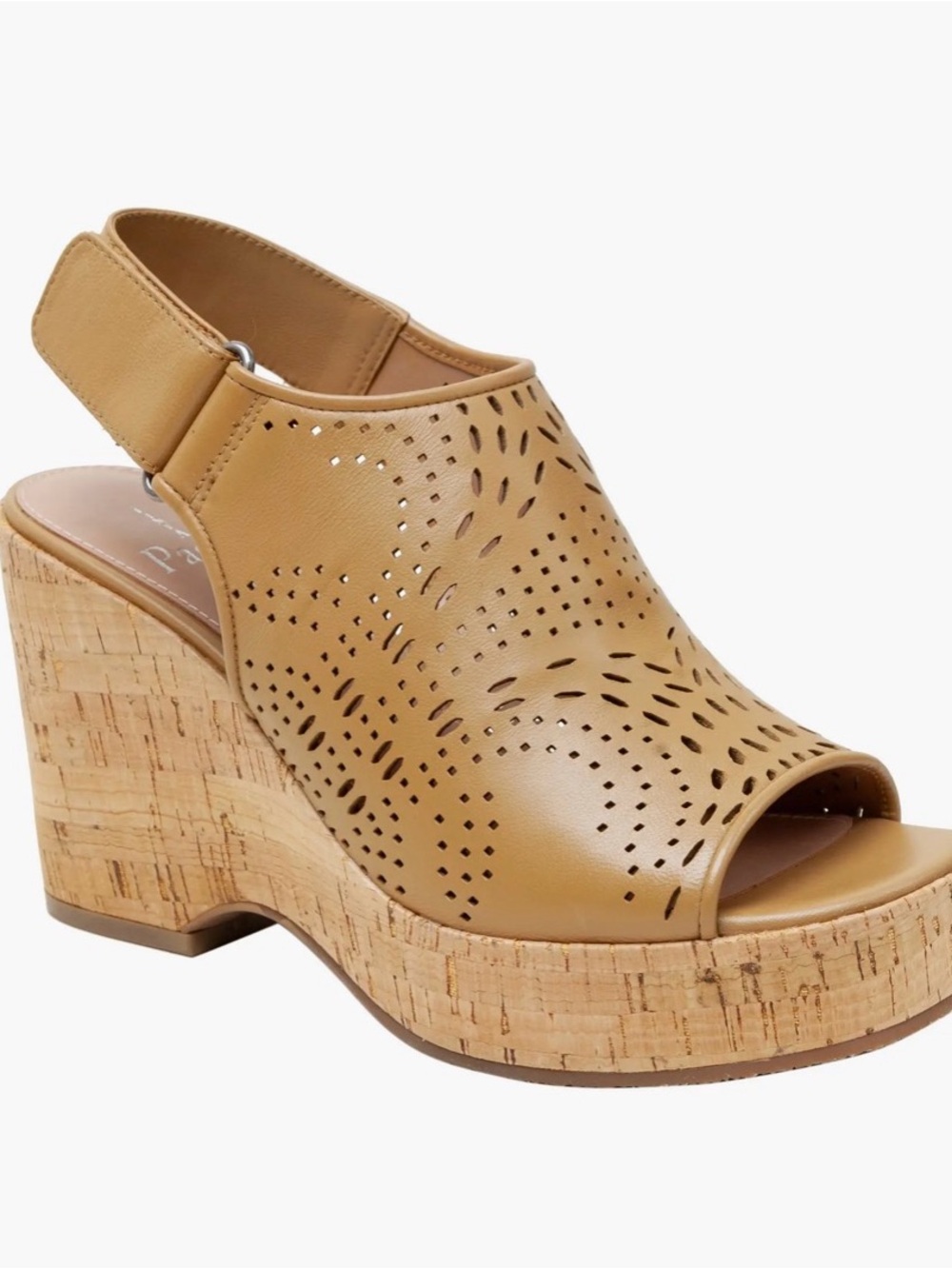 Paolo Tan Perforated napa leather Cork Wedge Sandal